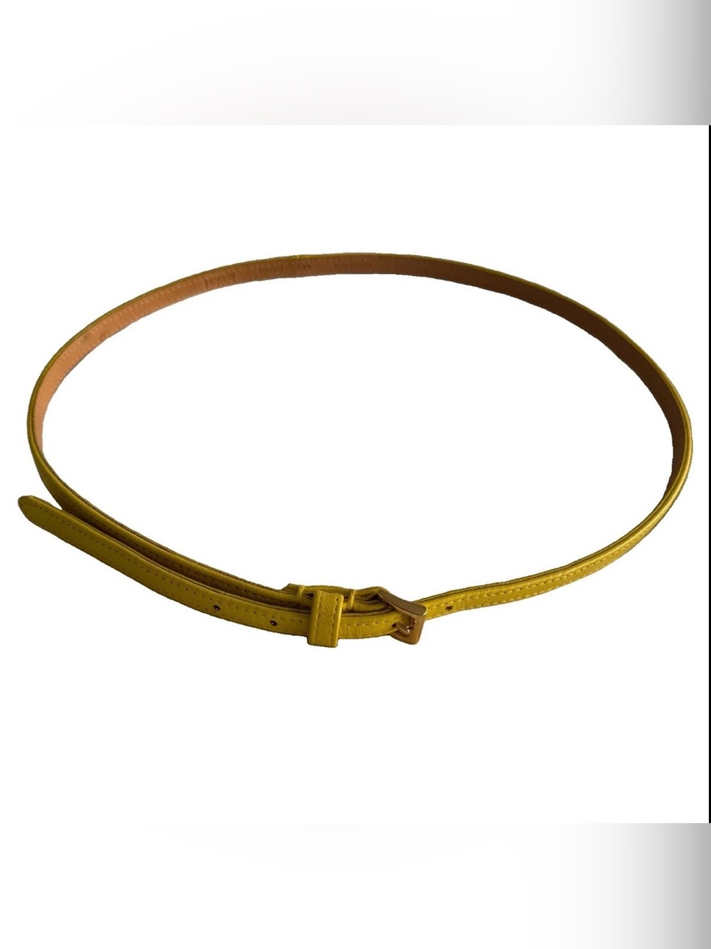 J.CREW Women’s Yellow Skinny Leather Belt, Solid Classic, Adjustable Buckle